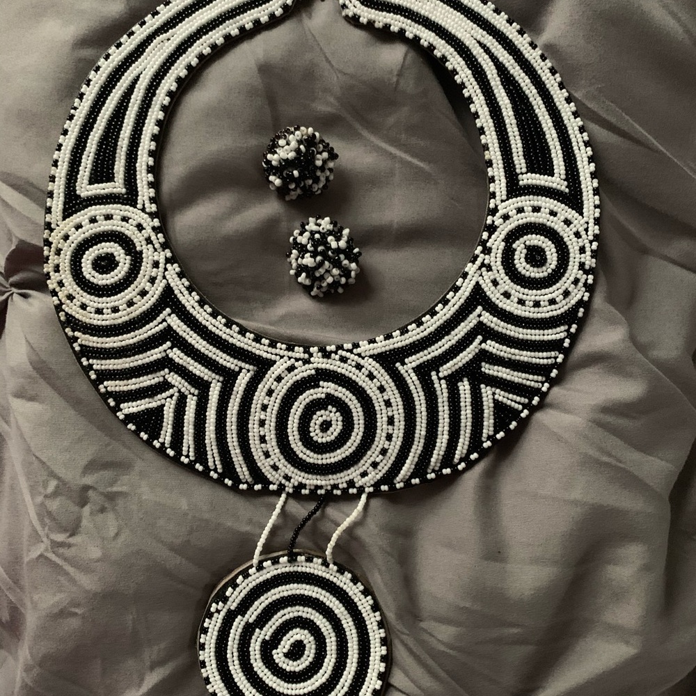 Beaded Goddess Necklace & Studs
